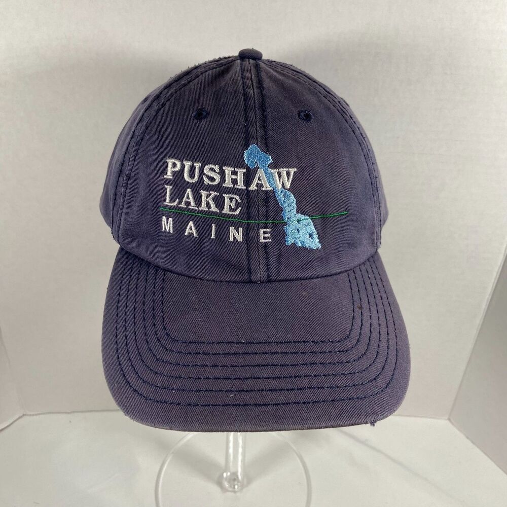 Pushaw Lake Maine Hat Adult Adjustable Blue OTTO Embroidered Dad Cap